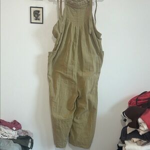 Free people all you need Casual Olive Green Linen Overalls